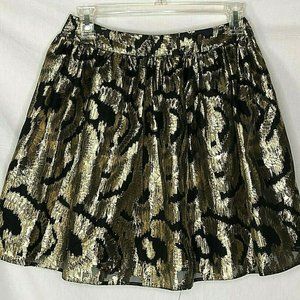 River Island Gold Metallic Print Short Skirt 8